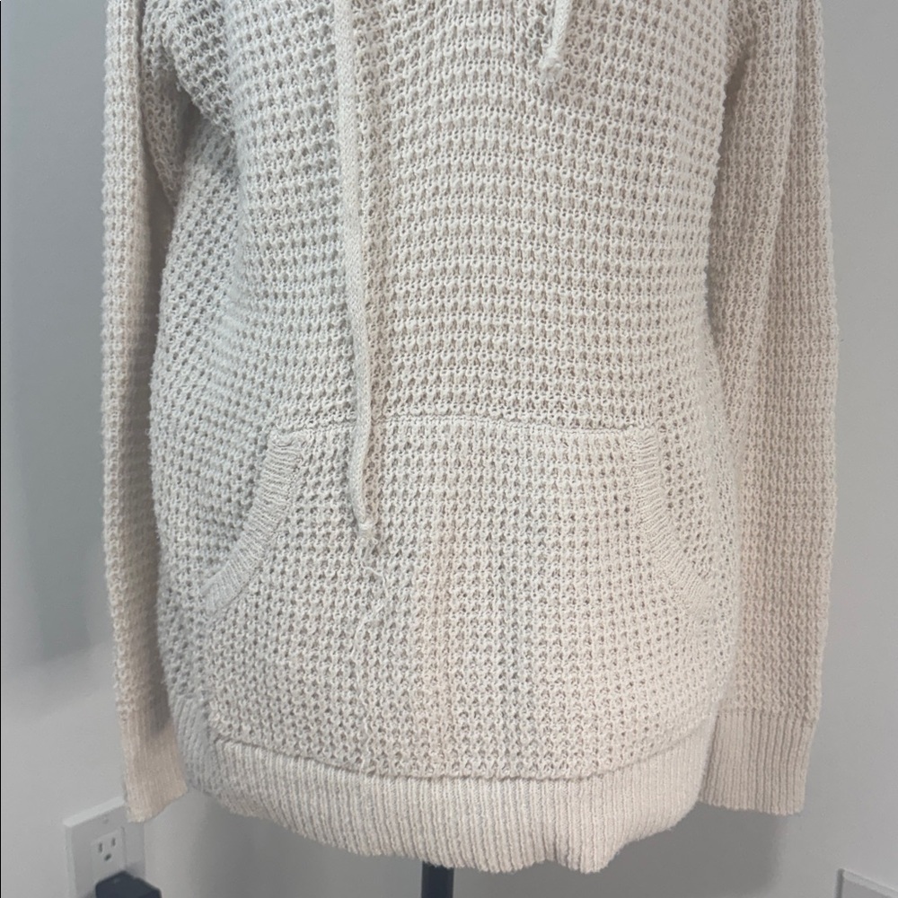 Staccato Ivory Cable Knit Sweater Hoodie.  Sz L - Picture 5 of 11